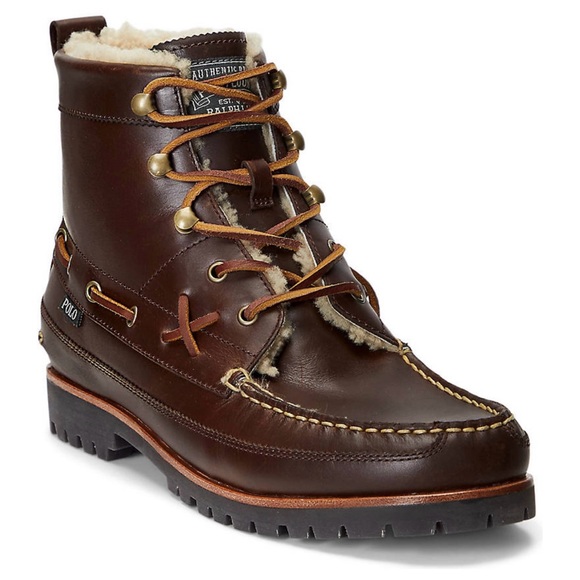 Polo Ralph Lauren Ranger Faux Shearling Lined Leather Boots - Picture 1 of 4